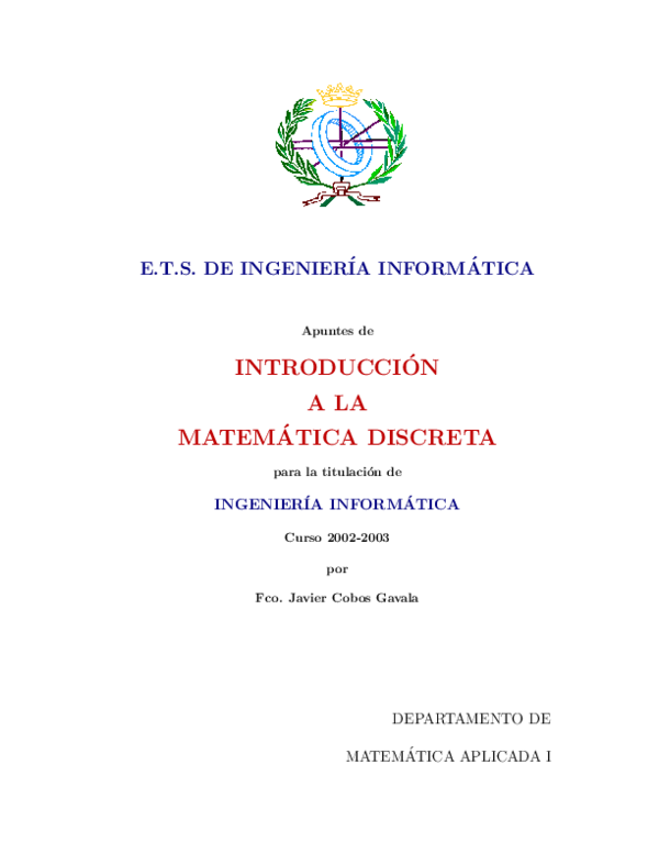  PDF E T S DE INGENIER IA INFORM ATICA Apuntes De INTRODUCCI ON A LA 