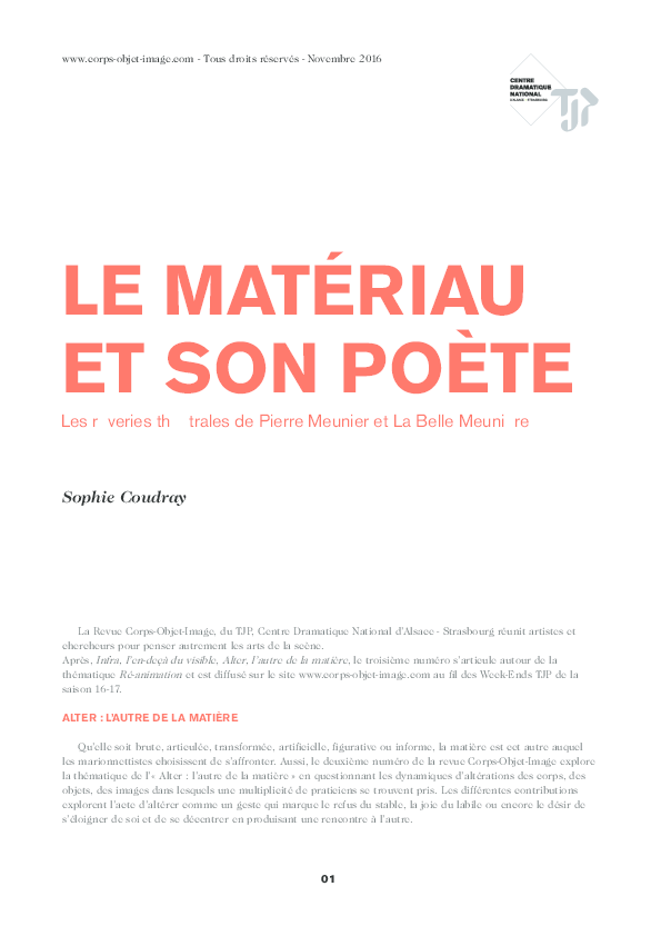 (PDF) Le matériau et son poète Les rêveries théâtrales de Pierre