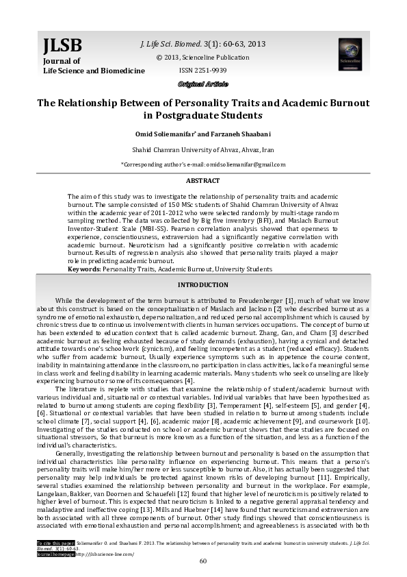 (PDF) The Relationship Between of Personality Traits and Academic ...
