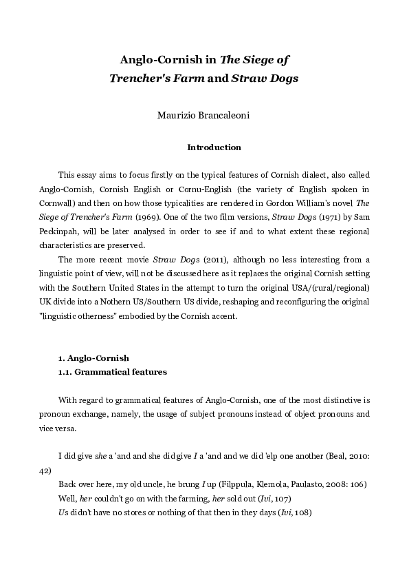 (PDF) AngloCornish in The Siege of Trencher's Farm and Straw Dogs