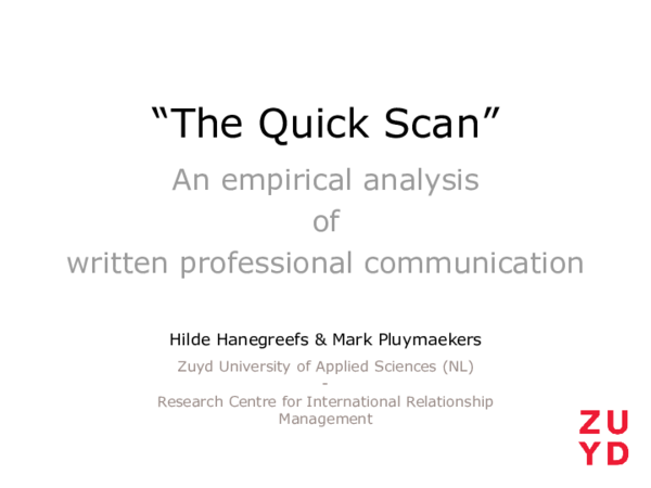 (PPT) The Quick Scan: An empirical analysis of written professional ...