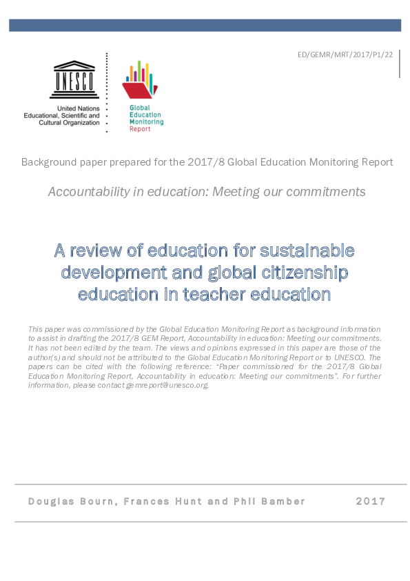 (PDF) A review of education for sustainable development and global ...