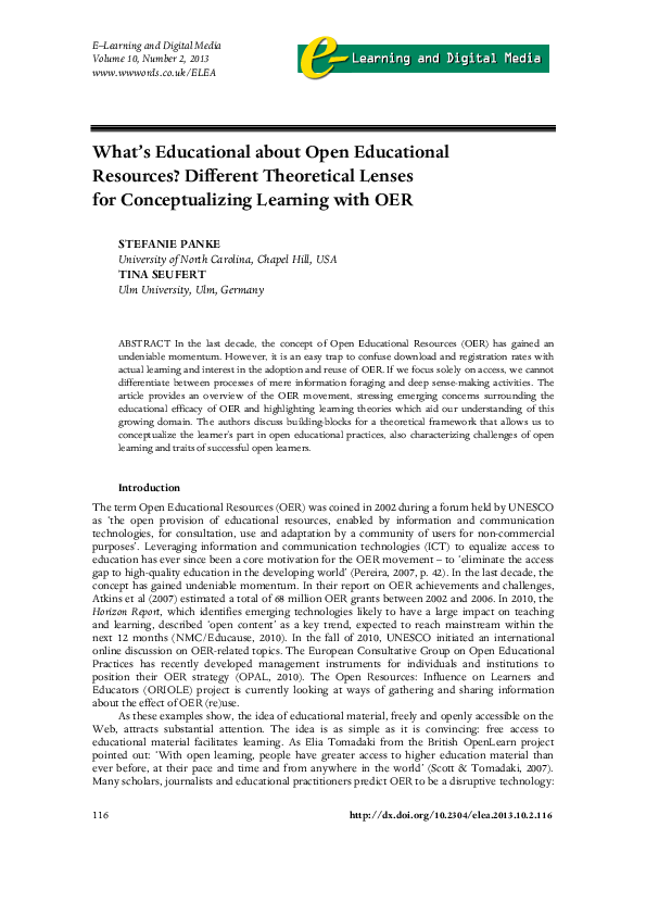 (PDF) What's Educational about Open Educational Resources? Different