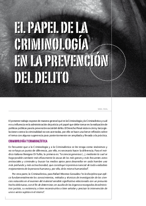 (PDF) El papel de la criminología en la prevención del delito | Dr ...