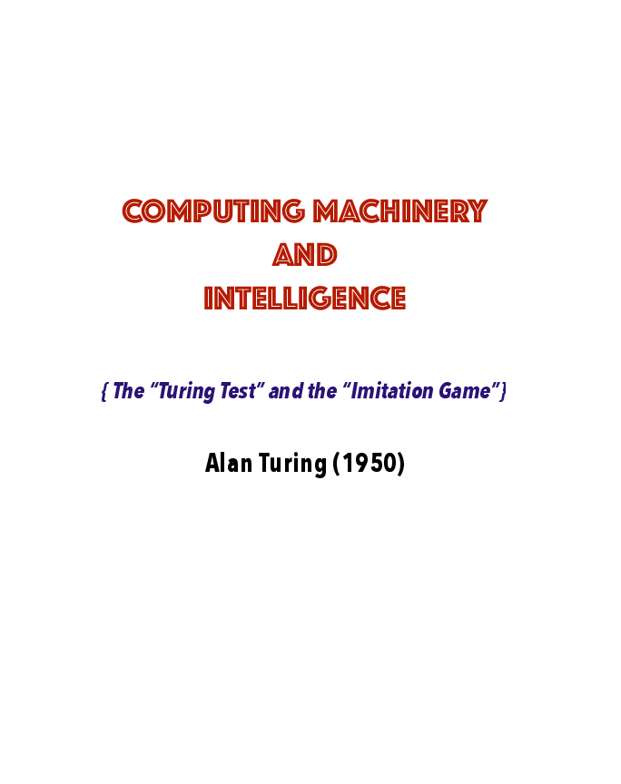 Computing Machinery And Intelligence Pdf
