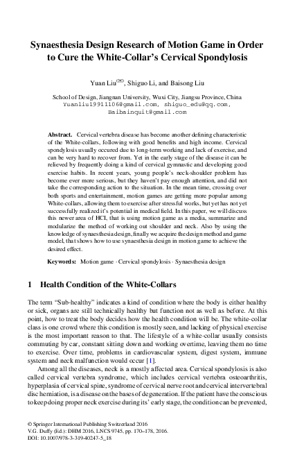 (PDF) Synaesthesia Design Research of Motion Game in Order to Cure the ...