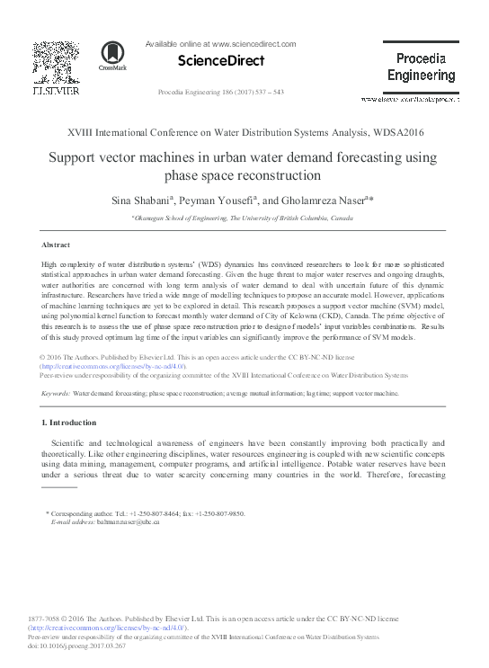 (PDF) Support vector machines in urban water demand forecasting using ...