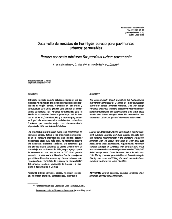 (PDF) Porous concrete mixtures for pervious urban pavements