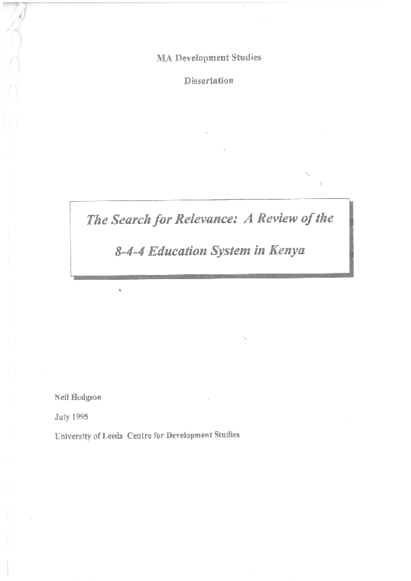 (PDF) The search for Relevance A Review of the 844 Education System