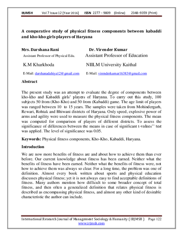 (PDF) A comparative study of physical fitness components between ...