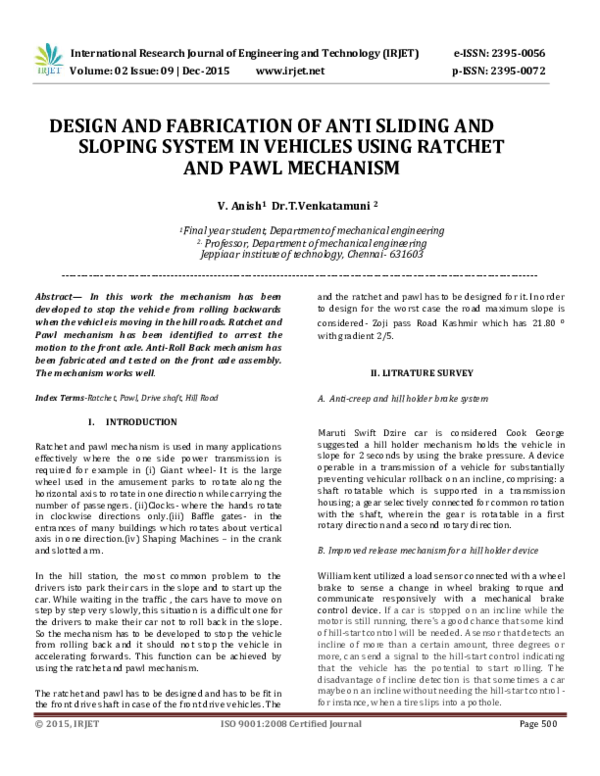 (PDF) DESIGN AND FABRICATION OF ANTI SLIDING AND SLOPING SYSTEM IN