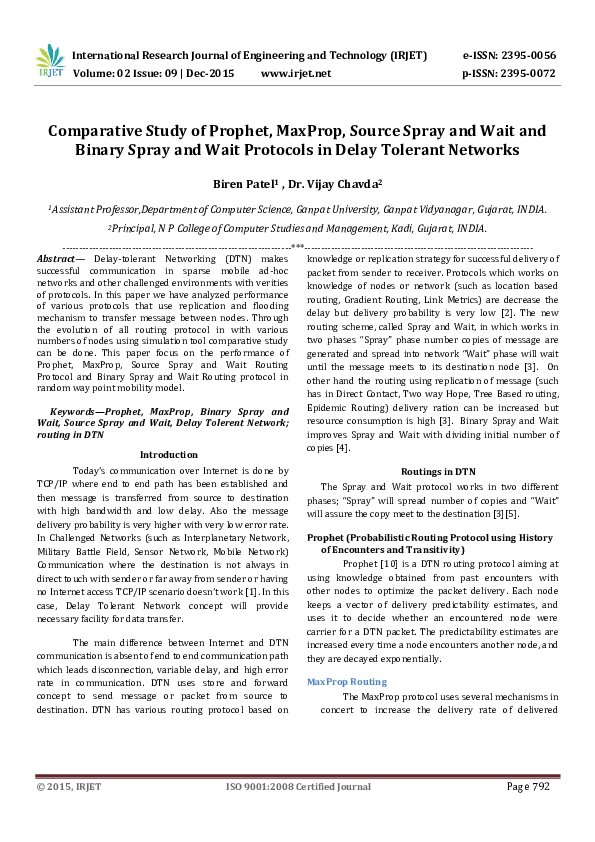 (PDF) Comparative Study of Prophet, MaxProp, Source Spray and Wait and ...
