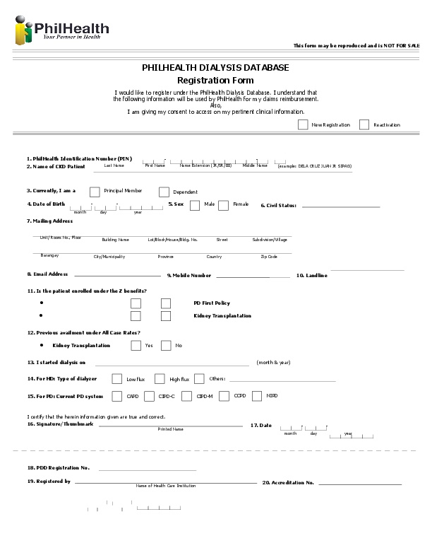 (DOC) PHILHEALTH DIALYSIS DATABASE Registration Form Marivic Tundag