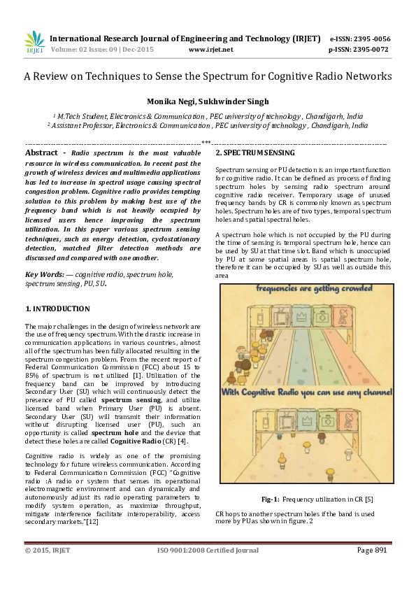 (PDF) A Review on Techniques to Sense the Spectrum for Cognitive Radio ...