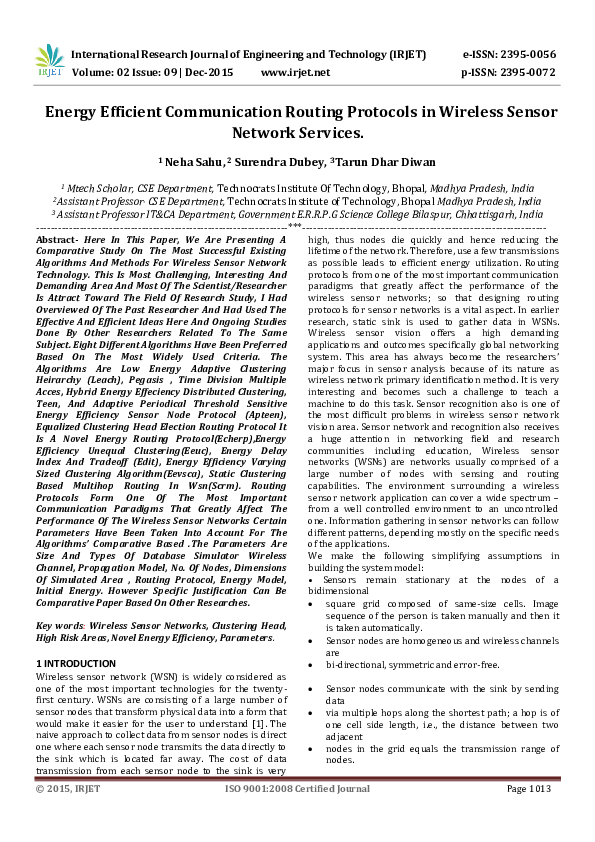 (PDF) Energy Efficient Communication Routing Protocols in Wireless ...