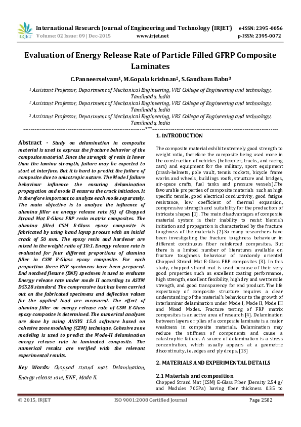 (PDF) Evaluation of Energy Release Rate of Particle Filled GFRP