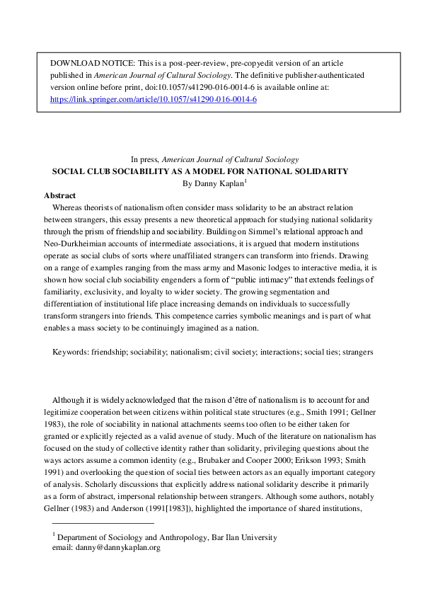 Social solidarity example image