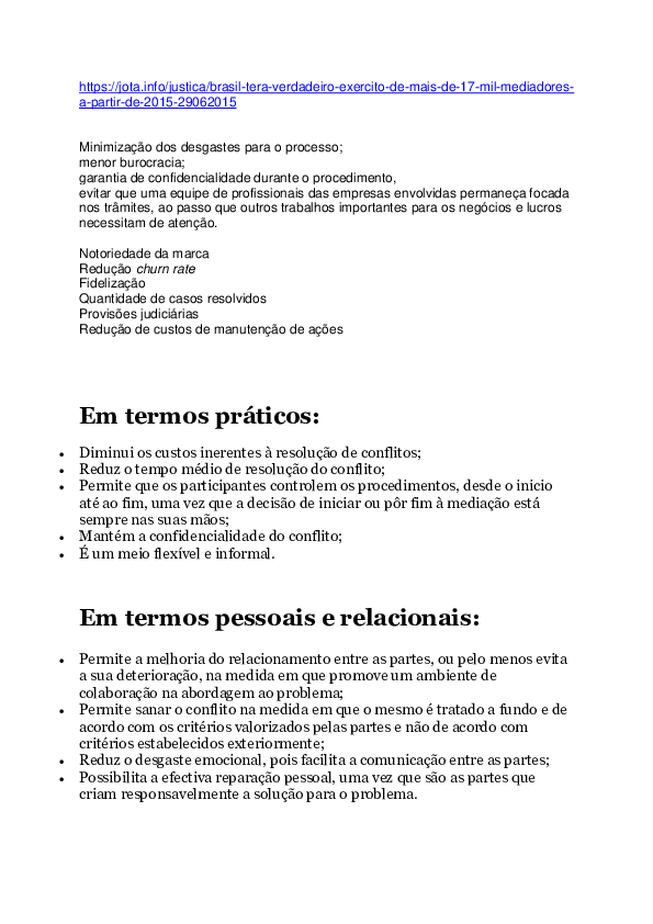 (DOC) Vantagens Mediação