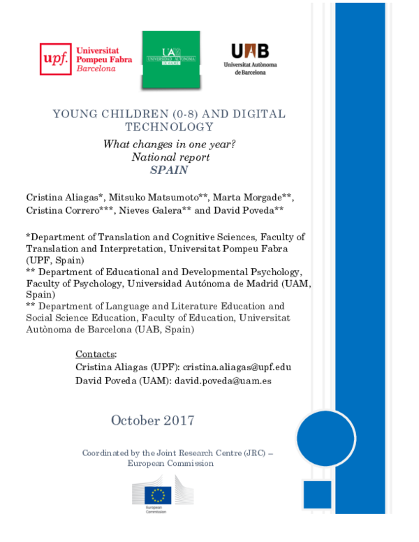 (PDF) Young children (0-8) and digital technology - What changes in one ...