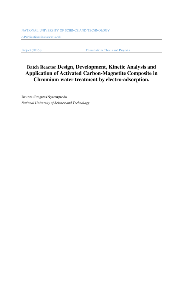 (PDF) Batch Reactor Design, Development, Analysis and