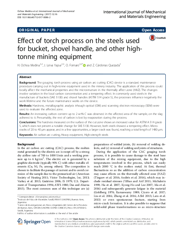 (PDF) Effect of torch process on the steels used for bucket, shovel ...