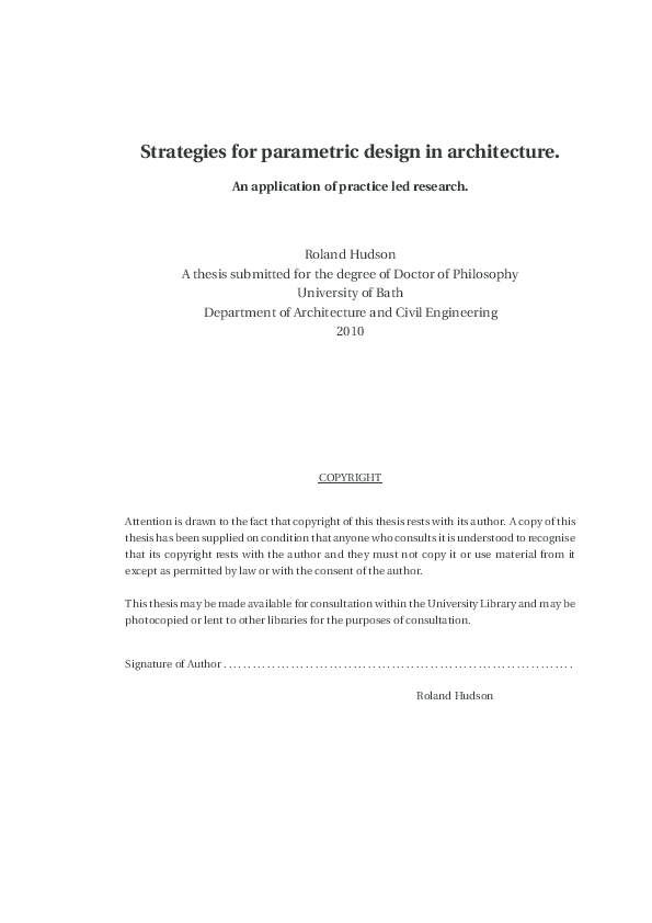 (PDF) Strategies for parametric design in architecture. An application ...
