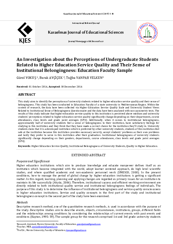 (PDF) An Investigation about the Perceptions of Undergraduate Students ...