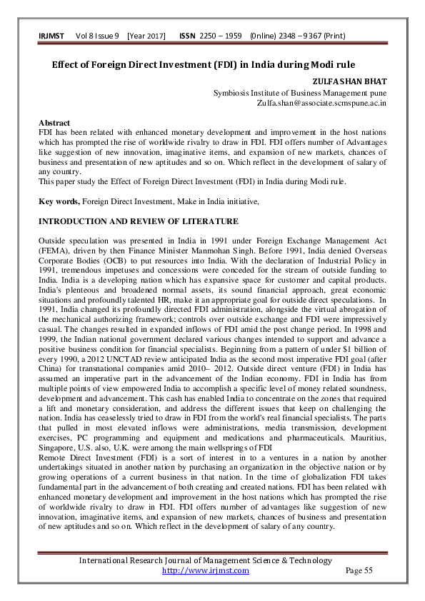 Assignment on fdi image