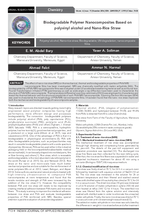 (PDF) Biodegradable Polymer Nanocomposites Based on polyvinyl alcohol ...