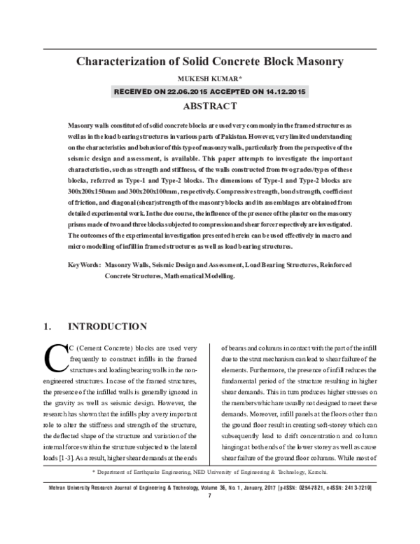(PDF) Characterization of Solid Concrete Block Masonry