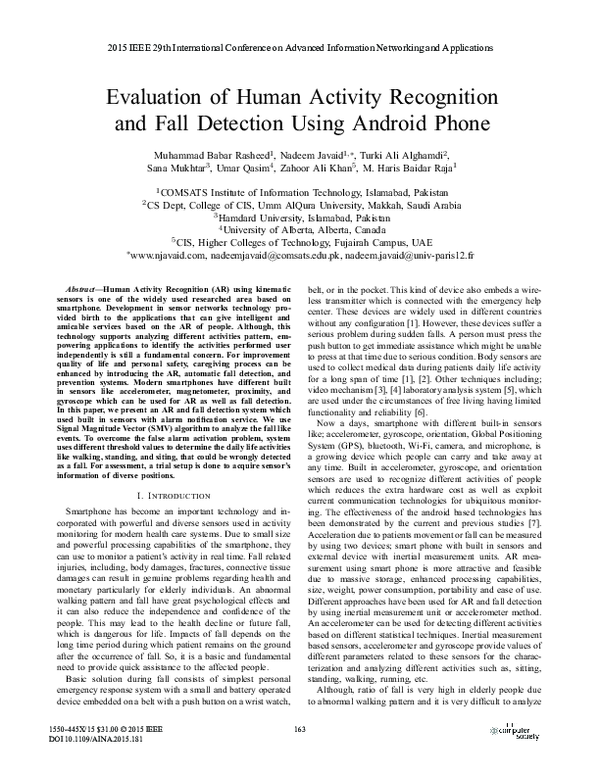 (PDF) Evaluation of Human Activity Recognition and Fall Detection Using ...