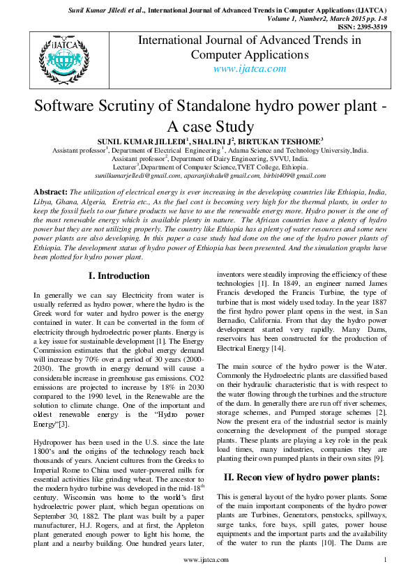 (PDF) Software Scrutiny of Standalone hydro power plant A case Study Editor IJATCA