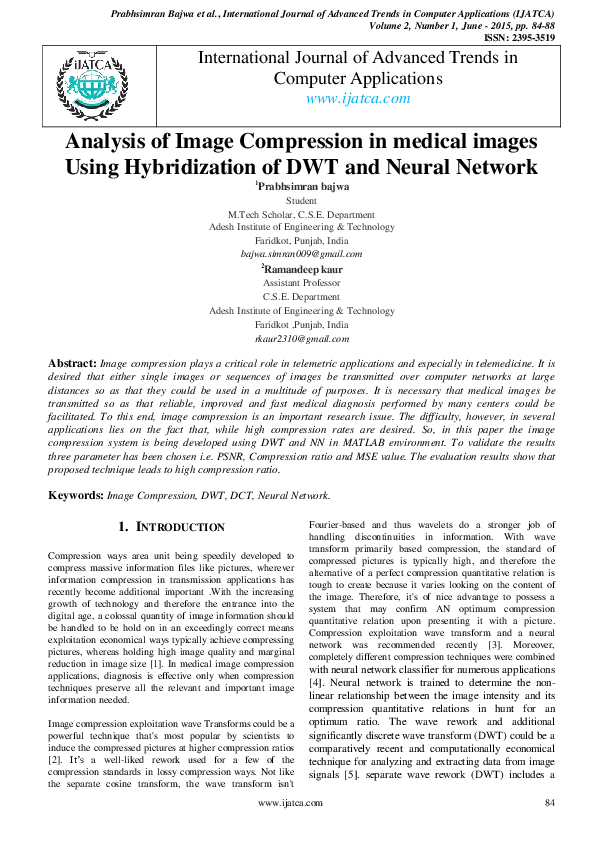 (PDF) Analysis of Image Compression in medical images Using ...