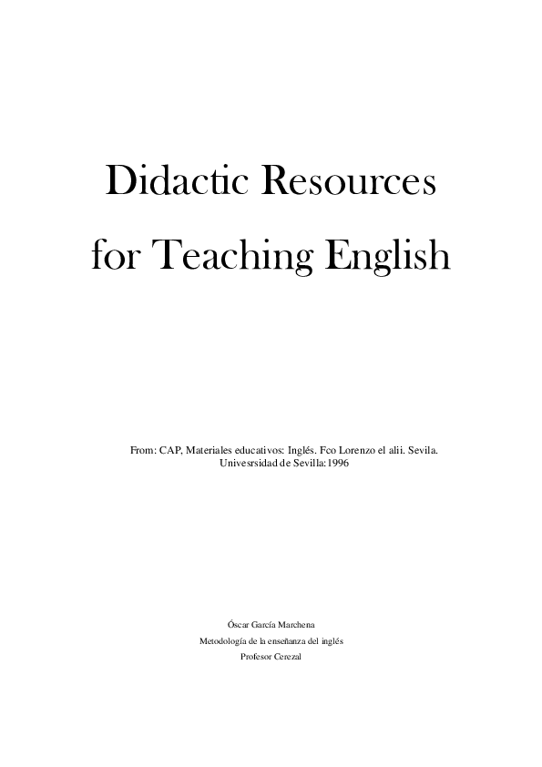 (PDF) Didactic Resources for Teaching English Paulina Vaquero
