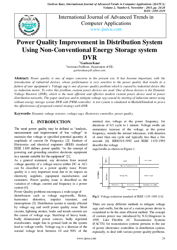 (PDF) Power Quality Improvement in Distribution System Using Non ...