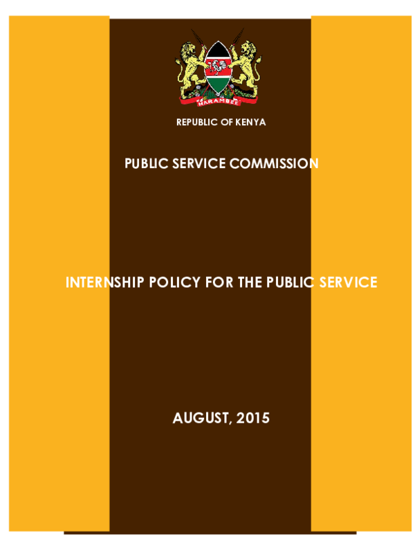 (PDF) REPUBLIC OF KENYA PUBLIC SERVICE COMMISSION INTERNSHIP POLICY FOR