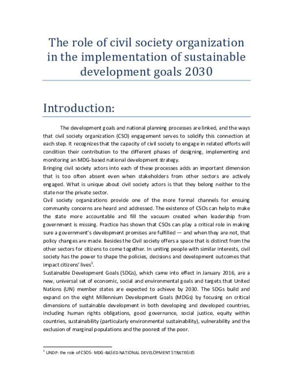 (PDF) The role of civil society organization in the implementation of ...