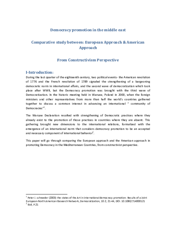 (PDF) Democracy promotion in the middle east Comparative study between ...