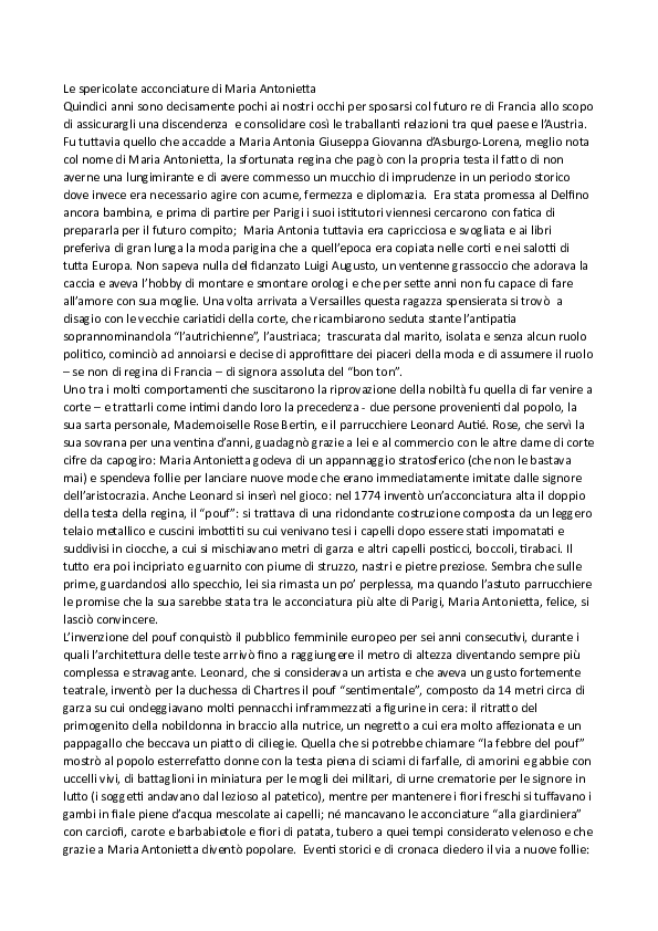 Le spericolate acconciature di Maria Antonietta.odt | biancamaria