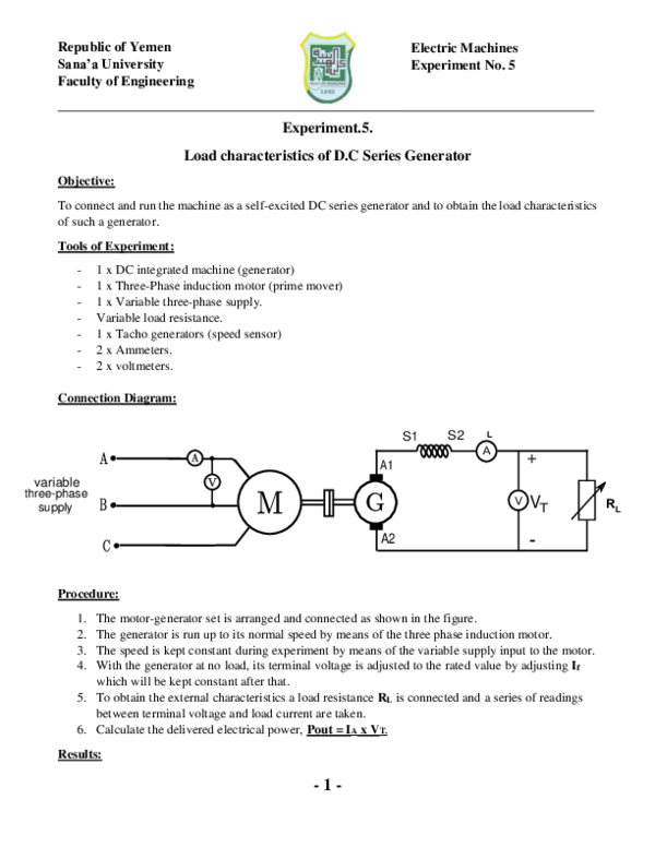 (PDF) dc machine lab manual Mohammed Hussein Academia.edu
