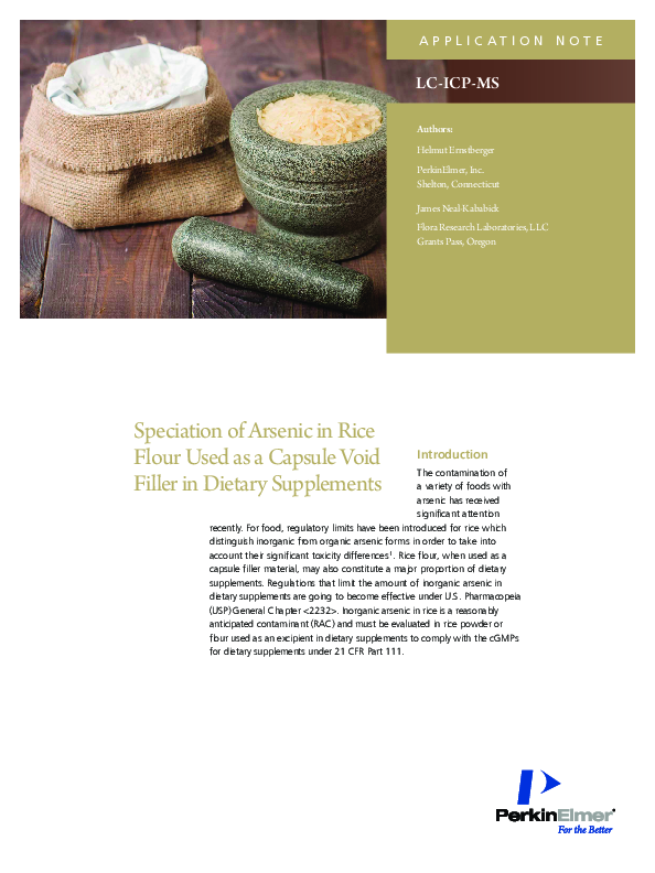 (PDF) Speciation of Arsenic in Rice Flour Used as a Capsule Void Filler