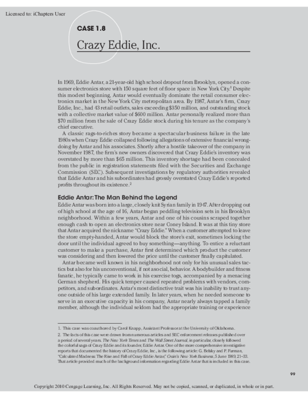 (PDF) Case 1.8 Crazy Eddie lin zhong Academia.edu