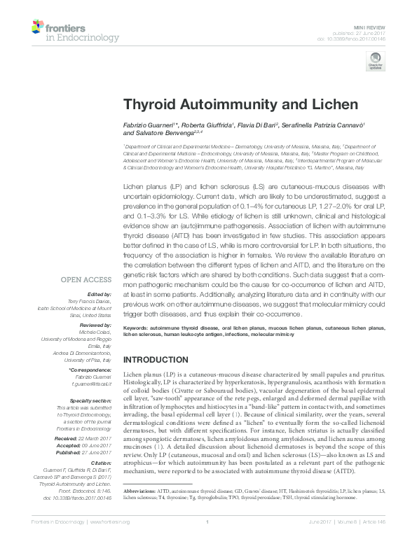 (PDF) Thyroid Autoimmunity and Lichen