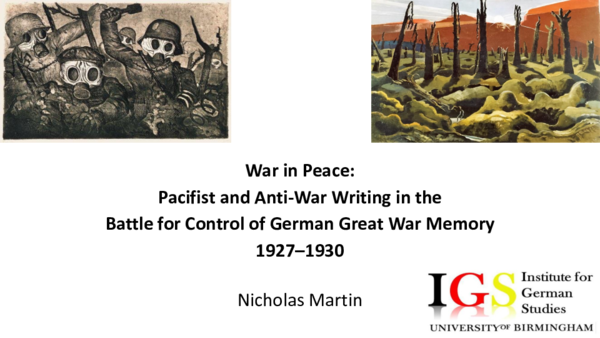 (PPT) War in Peace: Pacifist and Anti-War Writing in the Battle for ...