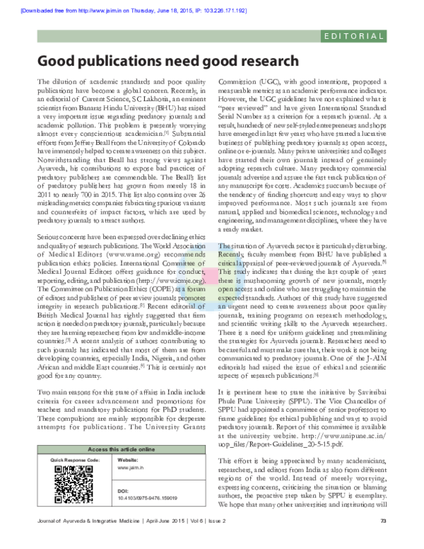 Journal Of Ayurveda And Integrative Medicine Impact Factor 2015