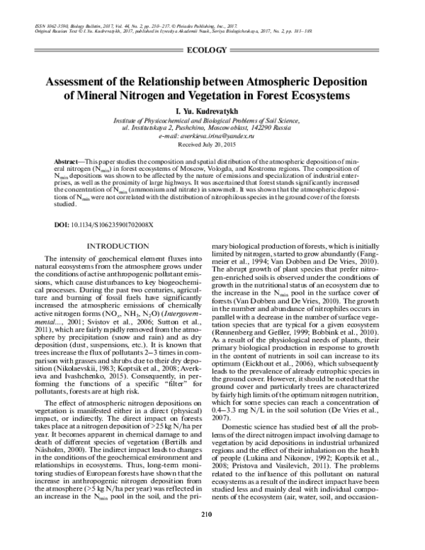 (PDF) Assessment of the Relationship between Atmospheric Deposition of ...