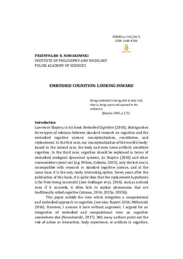 (PDF) Embodied cognition: looking inward