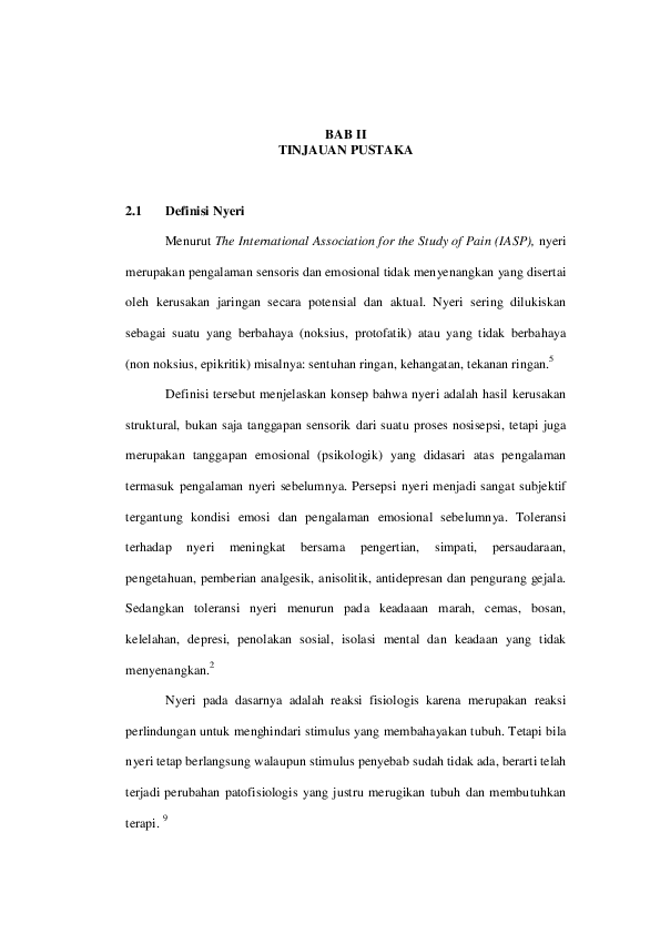 Pdf Bab Ii Tinjauan Pustaka 2 1 Definisi Nyeri Rais Kk Academia Edu