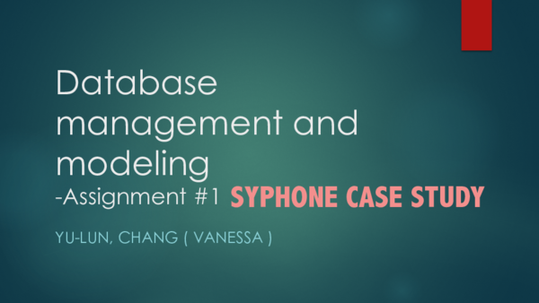 (PDF) Database management and modeling -Assignment #1 SYPHONE CASE STUDY