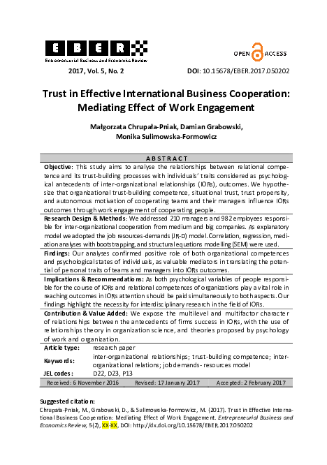 (PDF) Trust in Effective International Business Cooperation: Mediating ...